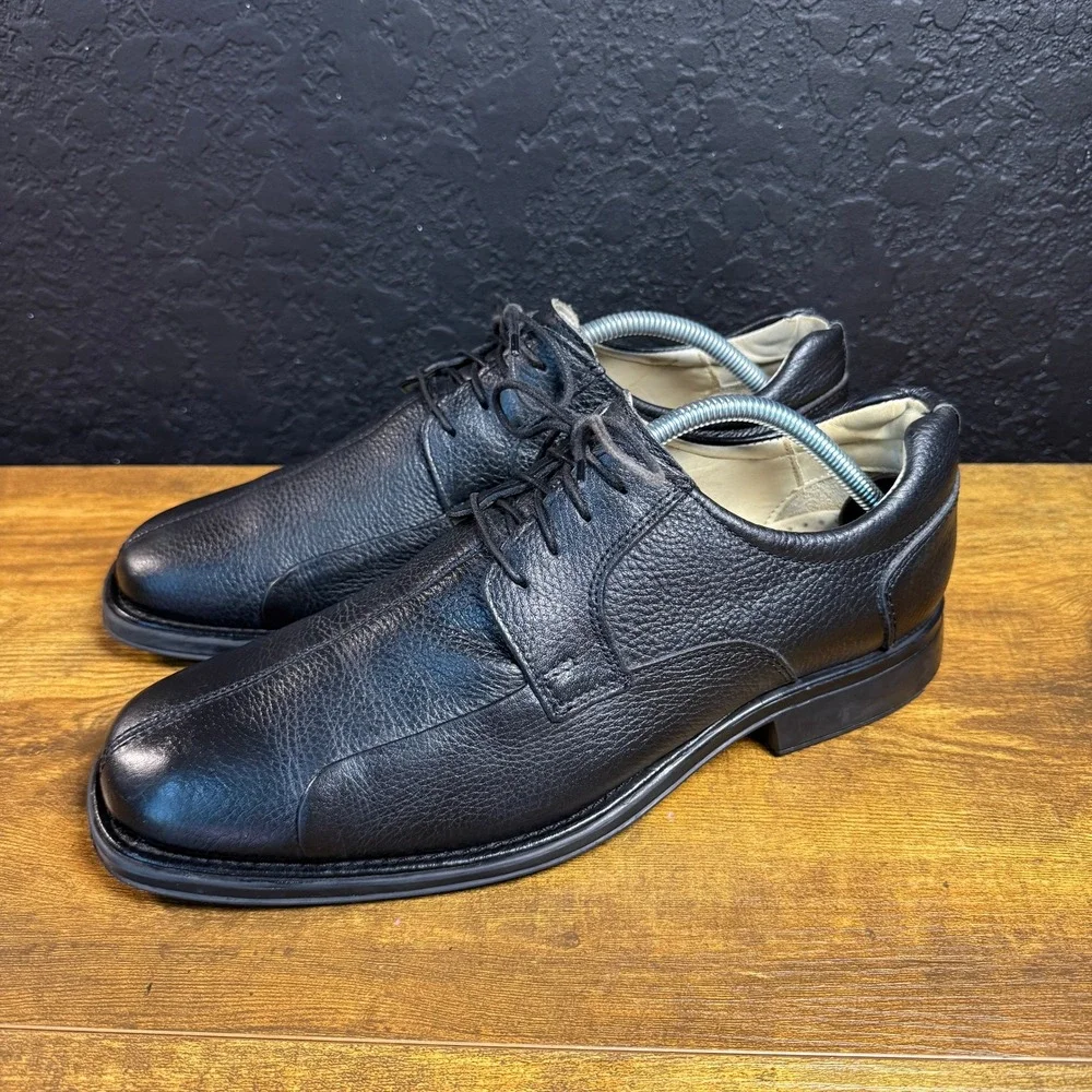 Studio Belvedere Bay Bridge Black Pebbled Leather Oxford Dress Shoes Mens 10.5 M